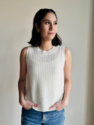 Andrea Crochet Sleeveless Sweater Top