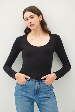 Braylee Scoop Neck Top - Black