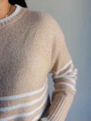 Amanda Relaxed Striped Sweater - Beige