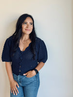 Jocelyn Scalloped Cardigan - Navy