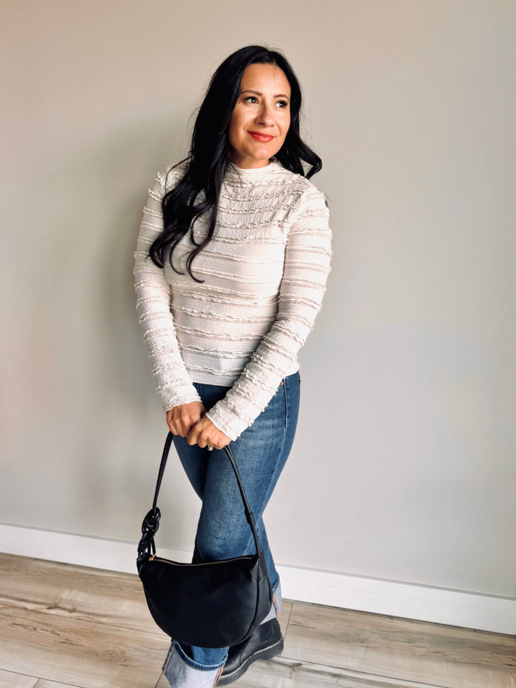 Mia Mock Neck Ruffled Top