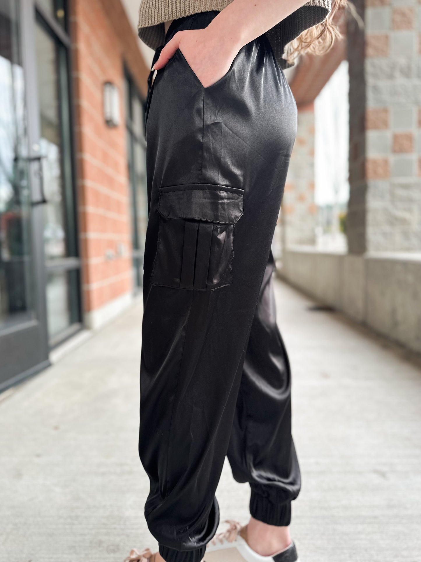Breanna Satin Cargo Joggers - 27 West