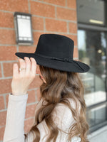 Danica Suede Belt Trim Hat - Black