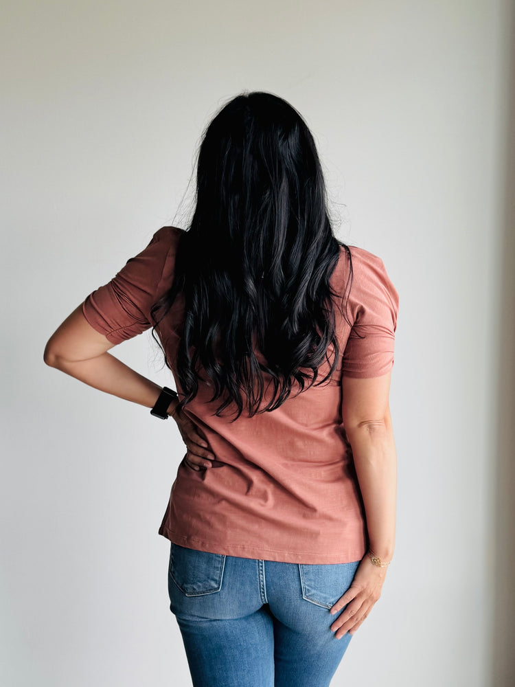Jainey Twisted Puff Sleeve Top - Clay