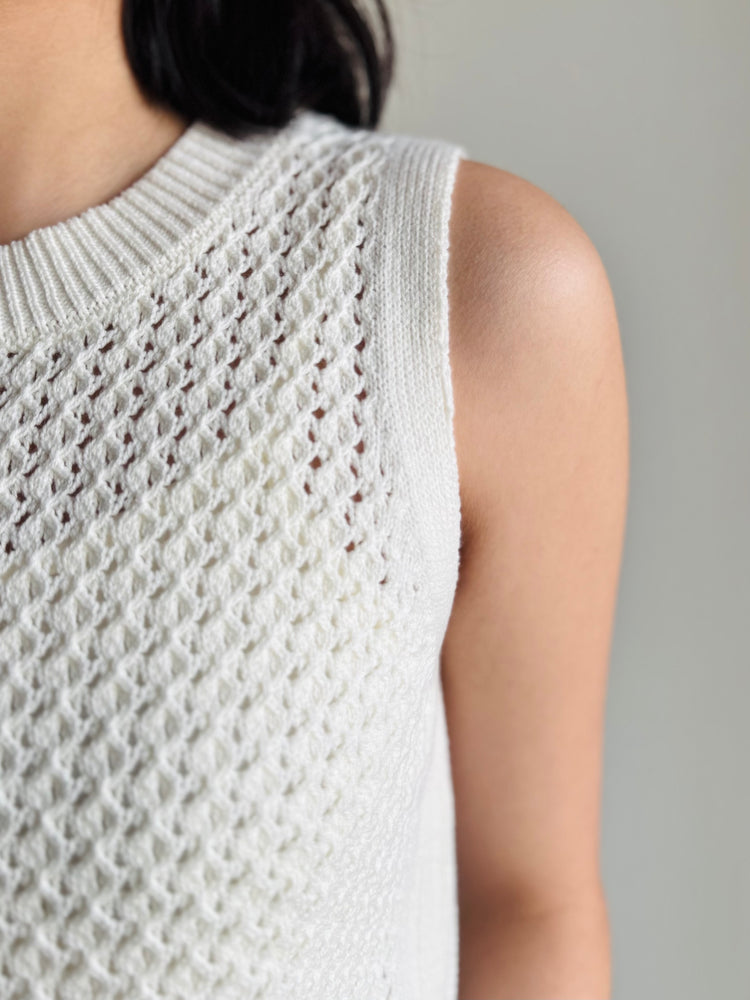 Andrea Crochet Sleeveless Sweater Top