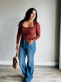 Caroline Ribbed Long Sleeve Top