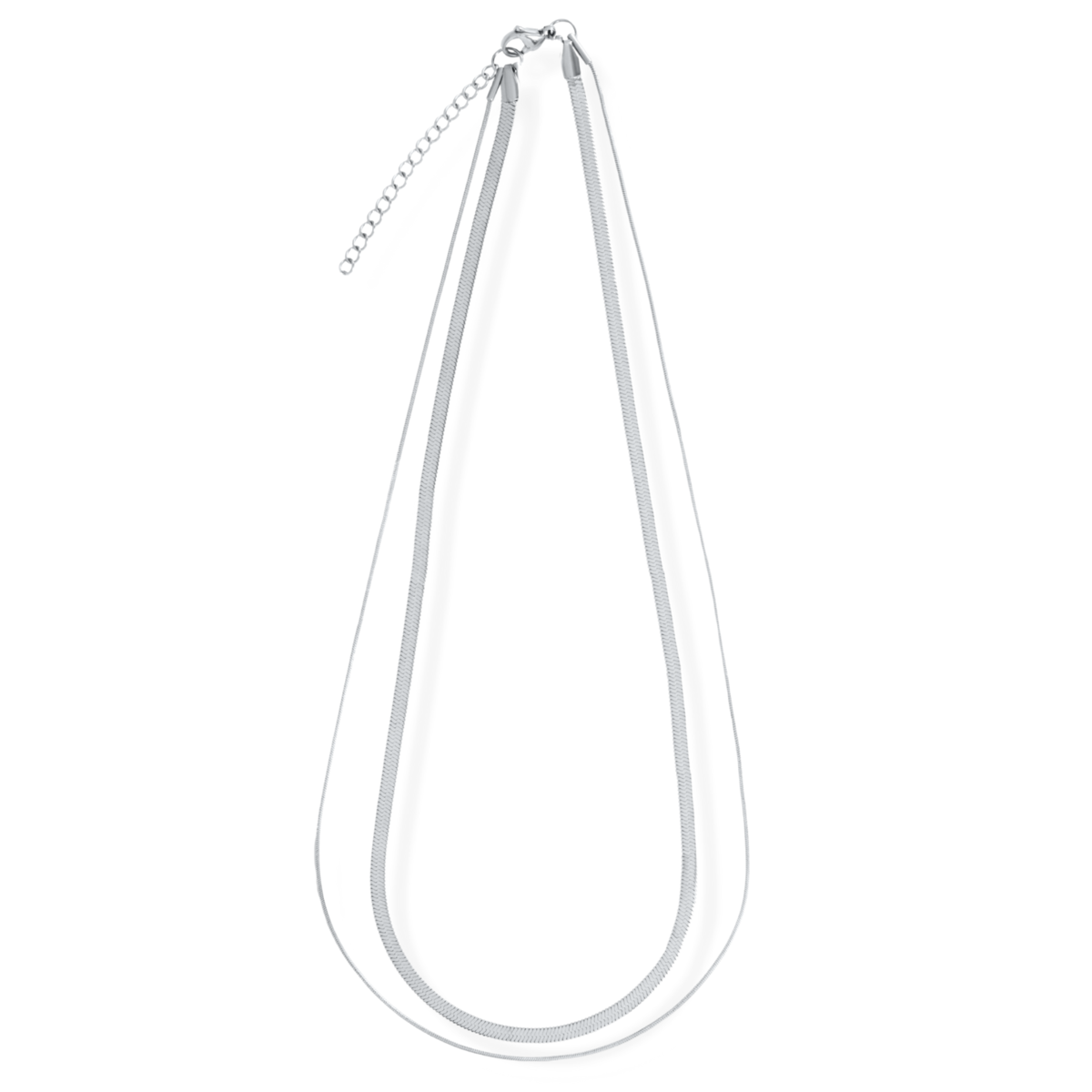 Cassia Double Chain Necklace - Silver - 27 West