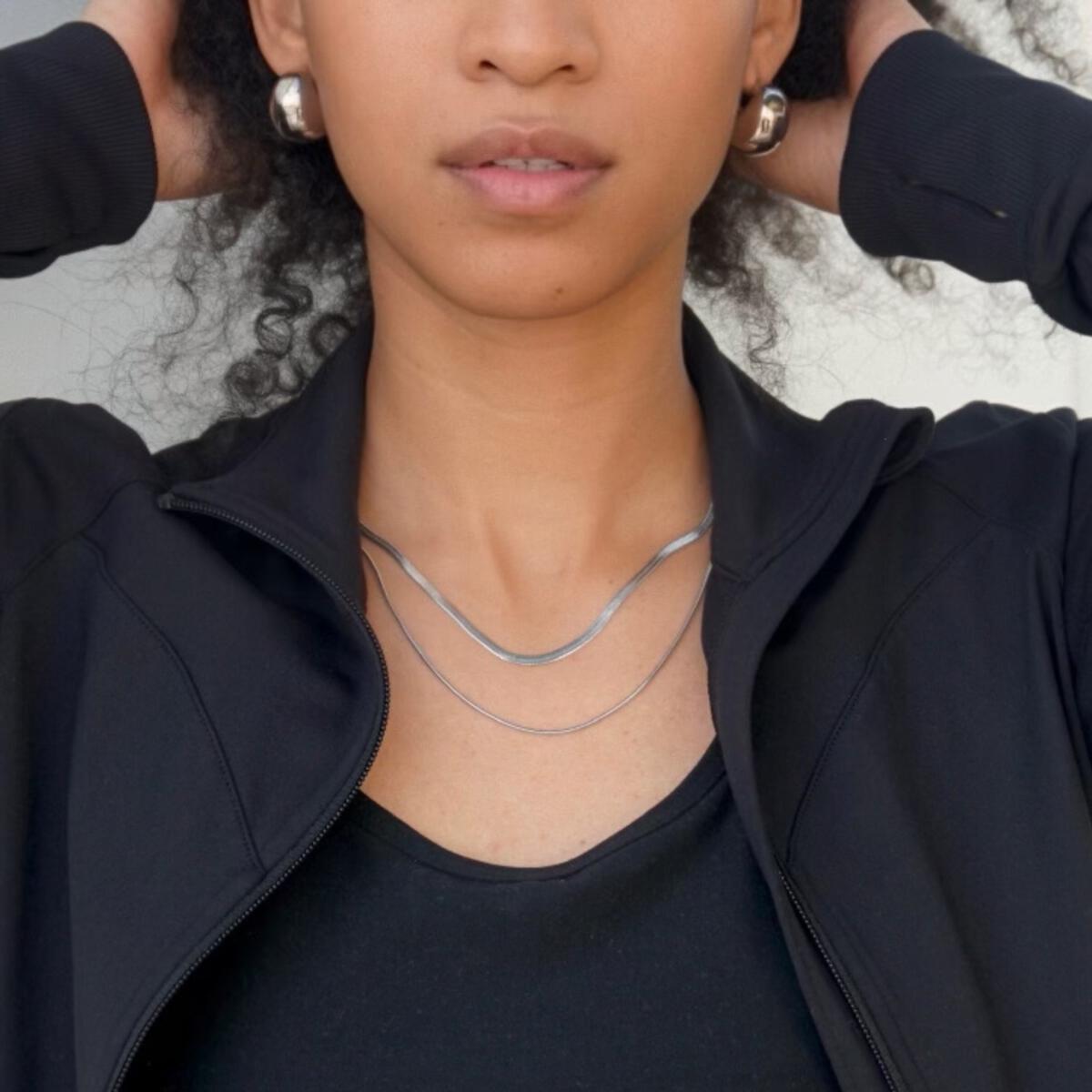 Cassia Double Chain Necklace - Silver - 27 West