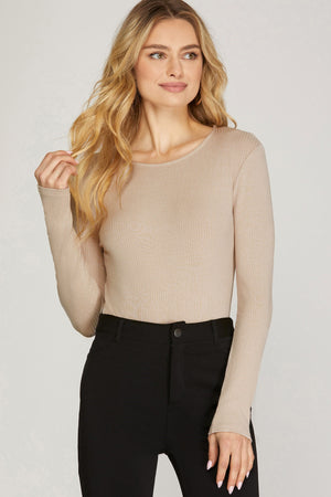 
            
                Load image into Gallery viewer, Charlie Long Sleeve Bodysuit- Light Taupe
            
        