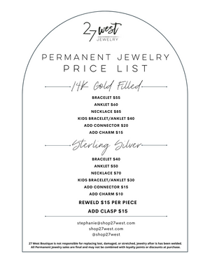 Puyallup Permanent Jewelry Appointment - 20 Mins - Booking Fee