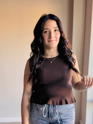 Kaycie Peplum Tank Top - Espresso