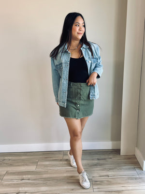 Destiny Button Down Skirt - Olive