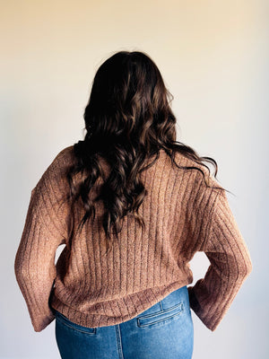 Ava Solid Striped V-Neck Sweater