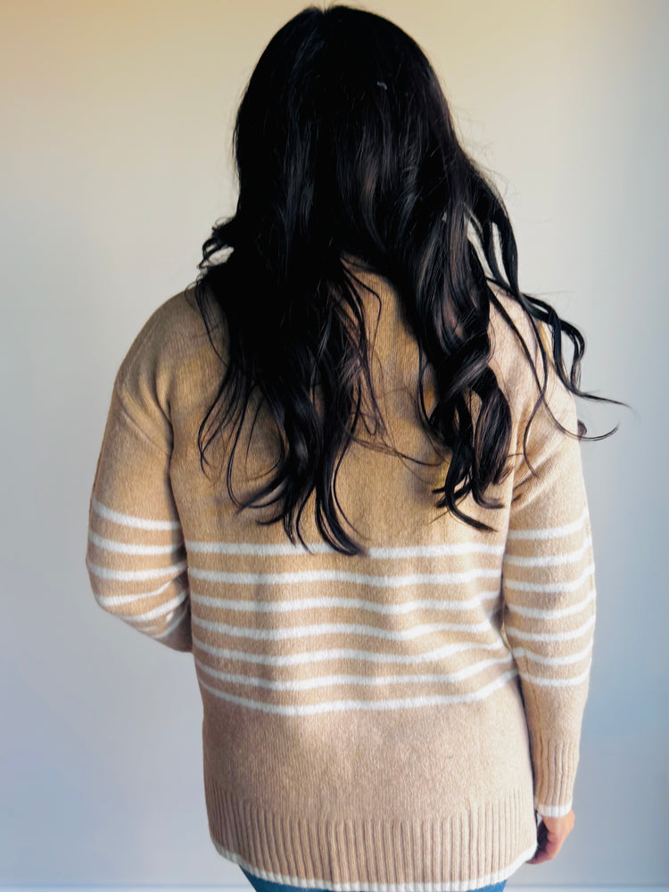 Amanda Relaxed Striped Sweater - Beige