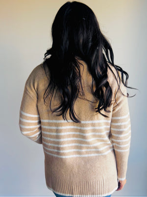 Amanda Relaxed Striped Sweater - Beige