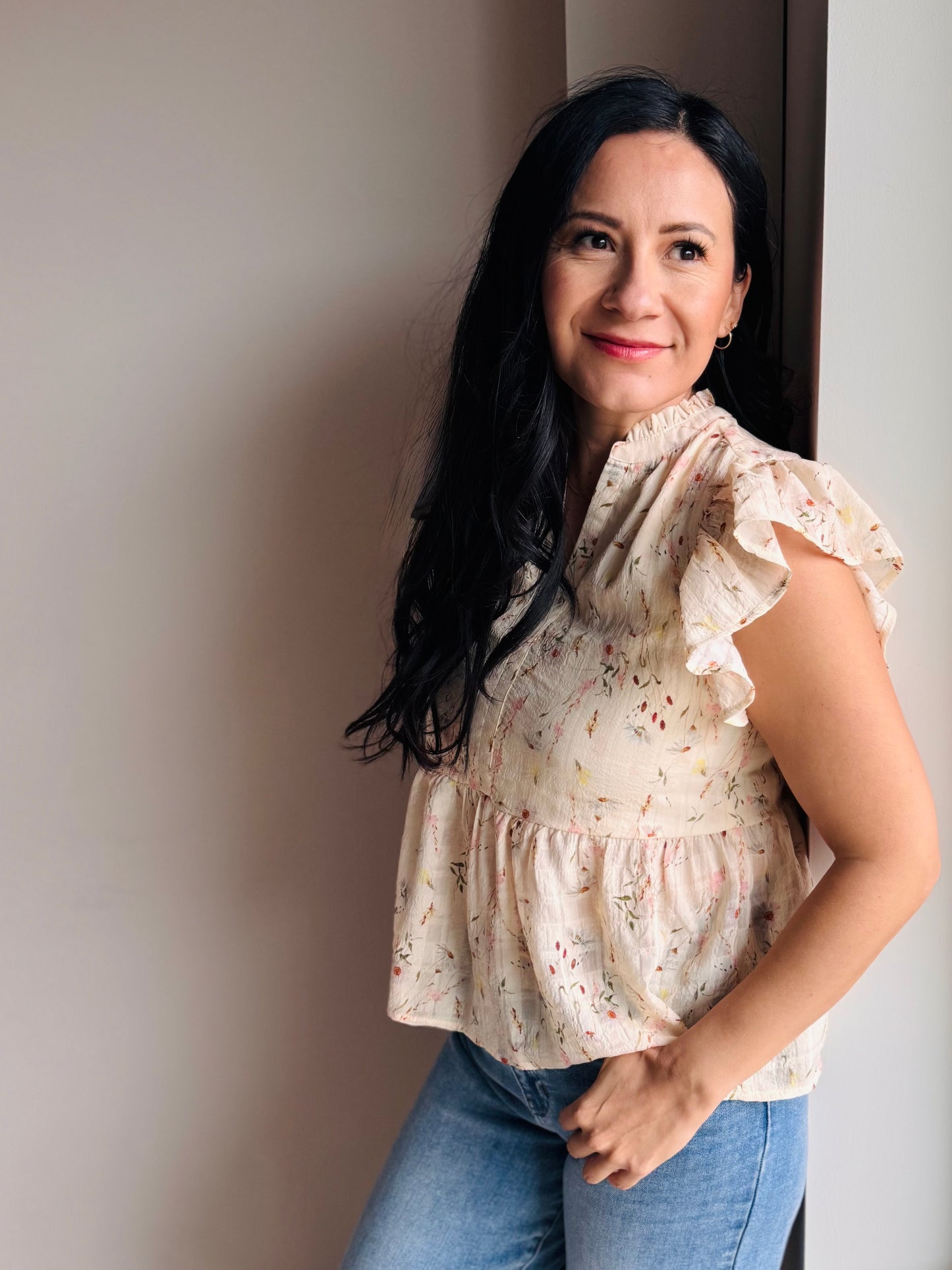 Erika Floral Ruffle Sleeve Top - 27 West