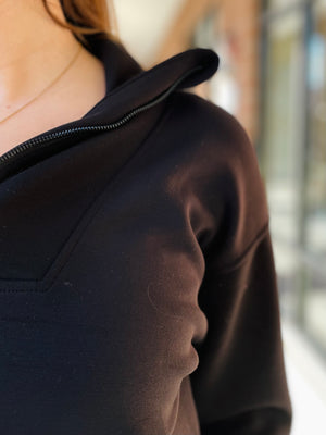 Gianna Funnel Neck Pullover - Black