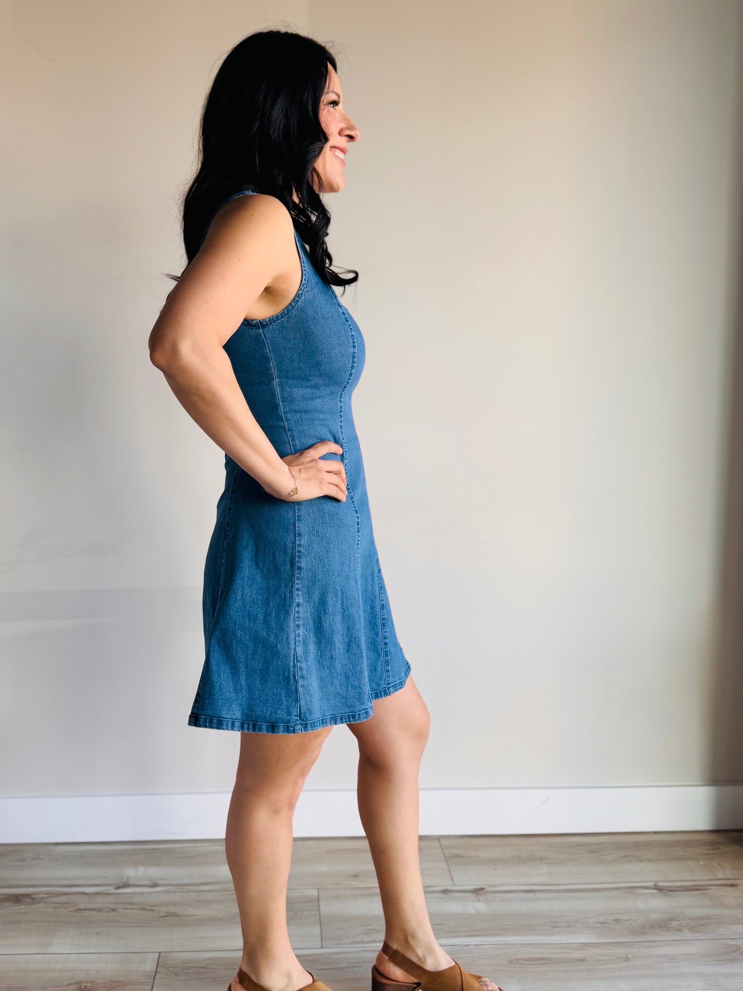 fit and flare denim dress Kayla Fit and Flare Denim Mini Dress Medium