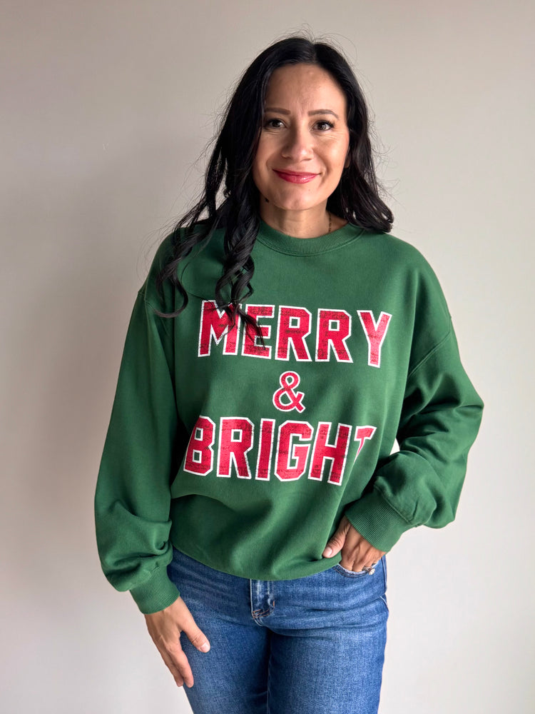 Merry & Bright Crewneck - Green & Red