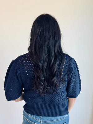 Jocelyn Scalloped Cardigan - Navy