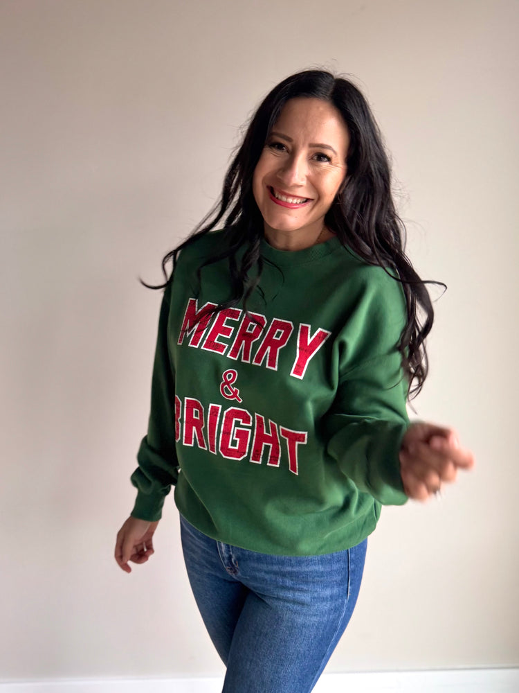 Merry & Bright Crewneck - Green & Red