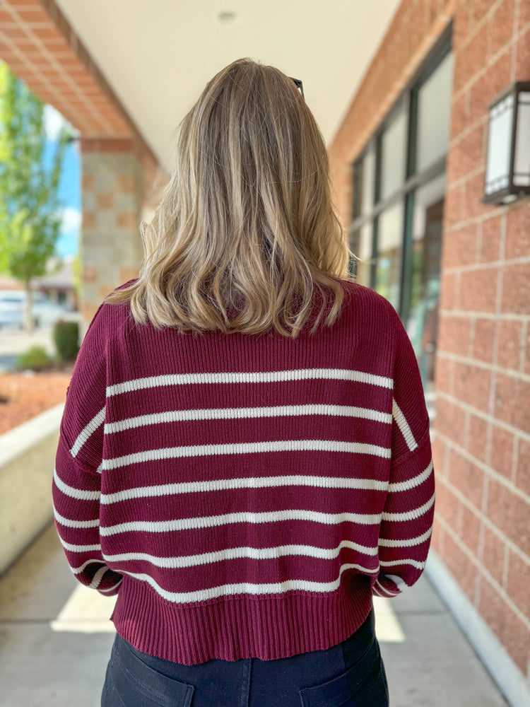 Burgundy striped sweater hotsell