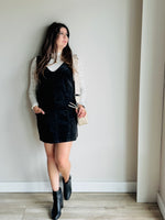 Sophie Corduroy Overall Dress - Black