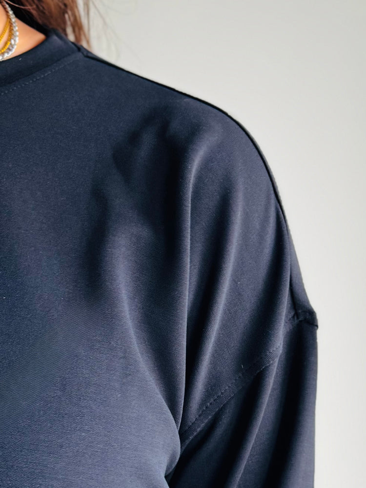 Scarlet Drop Shoulder Crewneck - Black