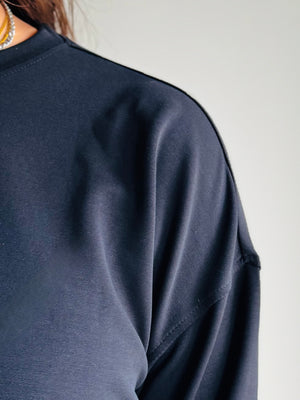 Scarlet Drop Shoulder Crewneck - Black