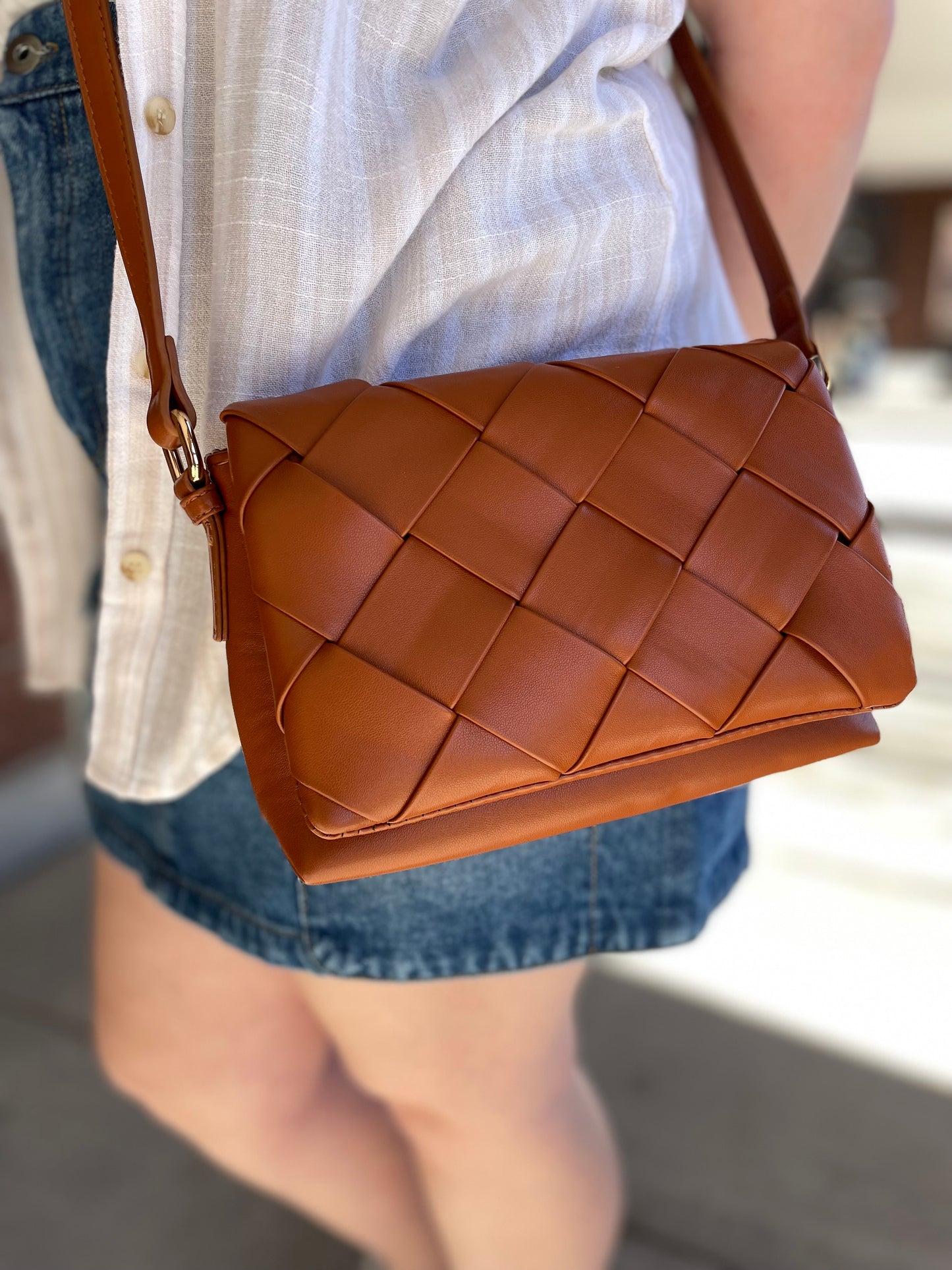 Dallas Woven Crossbody Purse - Brown - 27 West