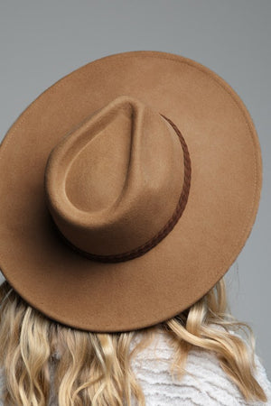 Eileen Braided Band Wide Brim Hat - Pecan