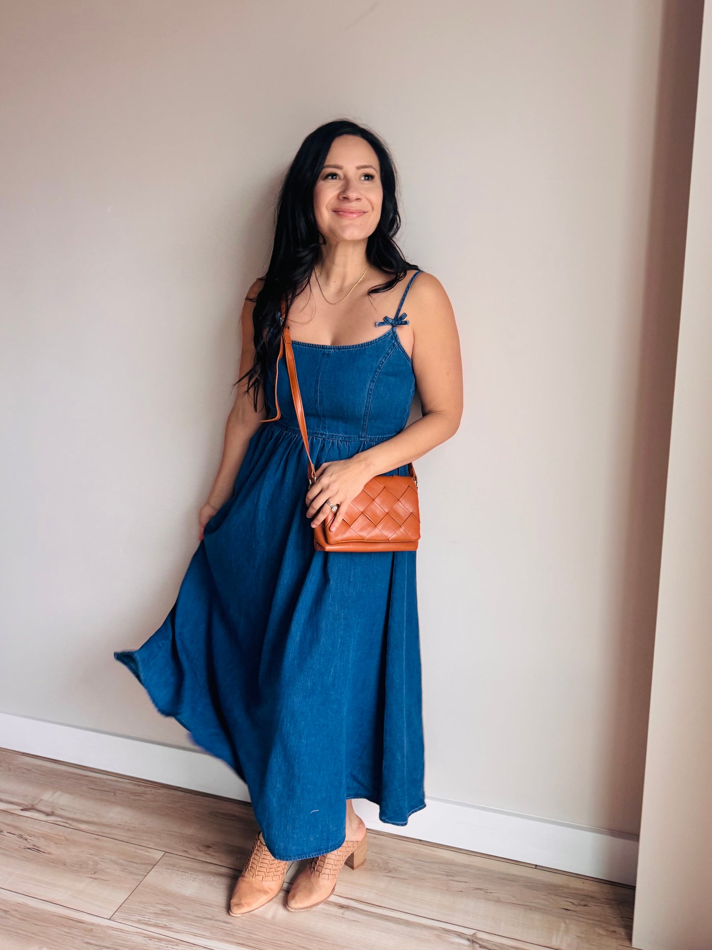 Sophia Spaghetti Strap Denim Dress - 27 West