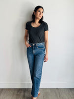 Gabby Scoop Neck Top - Charcoal