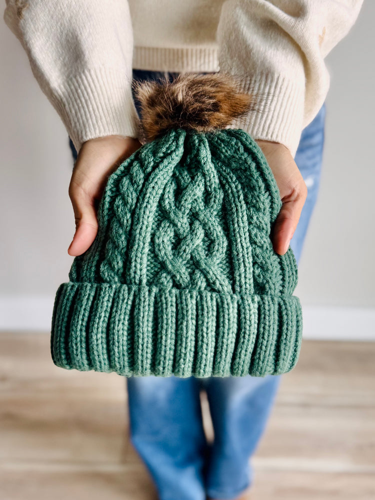 Fur Pom Knit Beanie