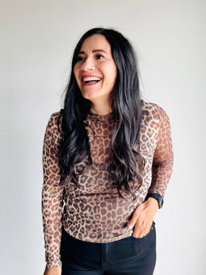 Tasha Mock Neck Mesh Top