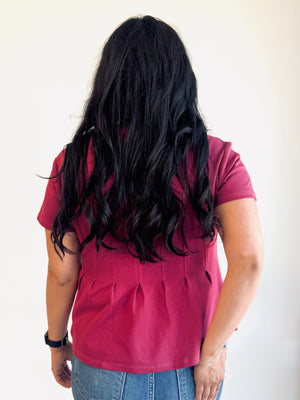 Kate Pleated Swing Top - Raspberry