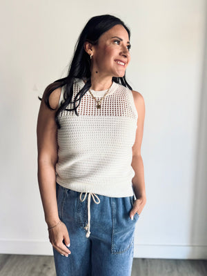 Sloane Crochet Tank Top - Ivory