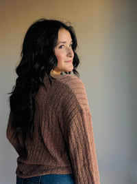 Ava Solid Striped V-Neck Sweater