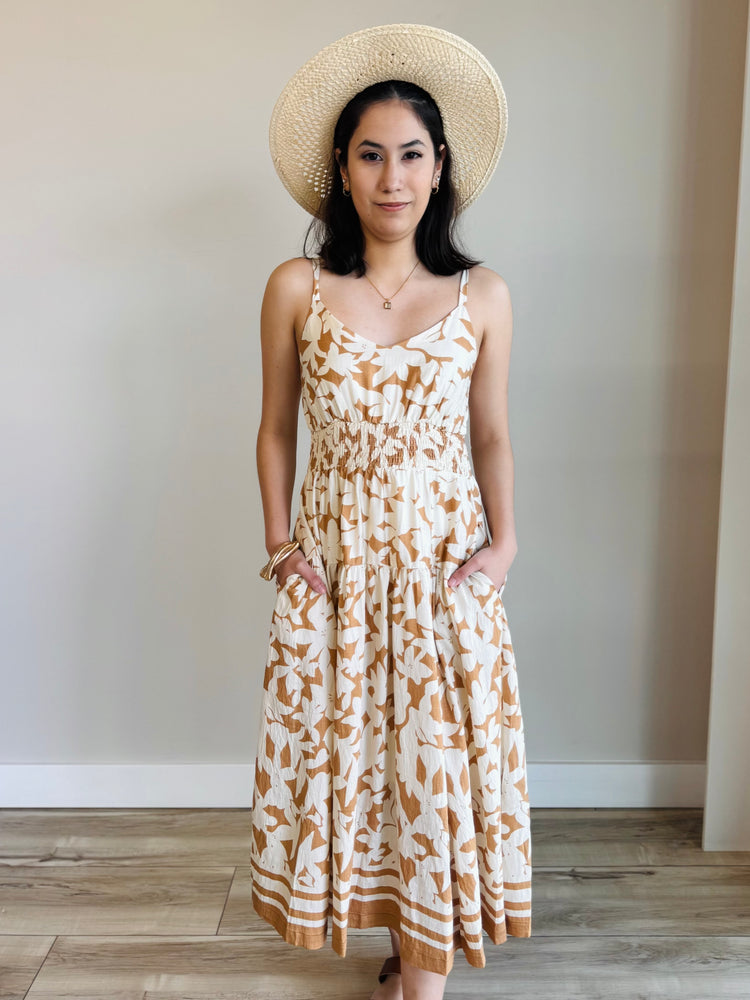 Davia Smocked Waist Midi Dress
