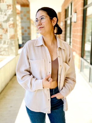 Scarlett Rib Knit Button Up Top - Ivory