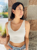 Naomi Cropped Seamless Tank Top - White