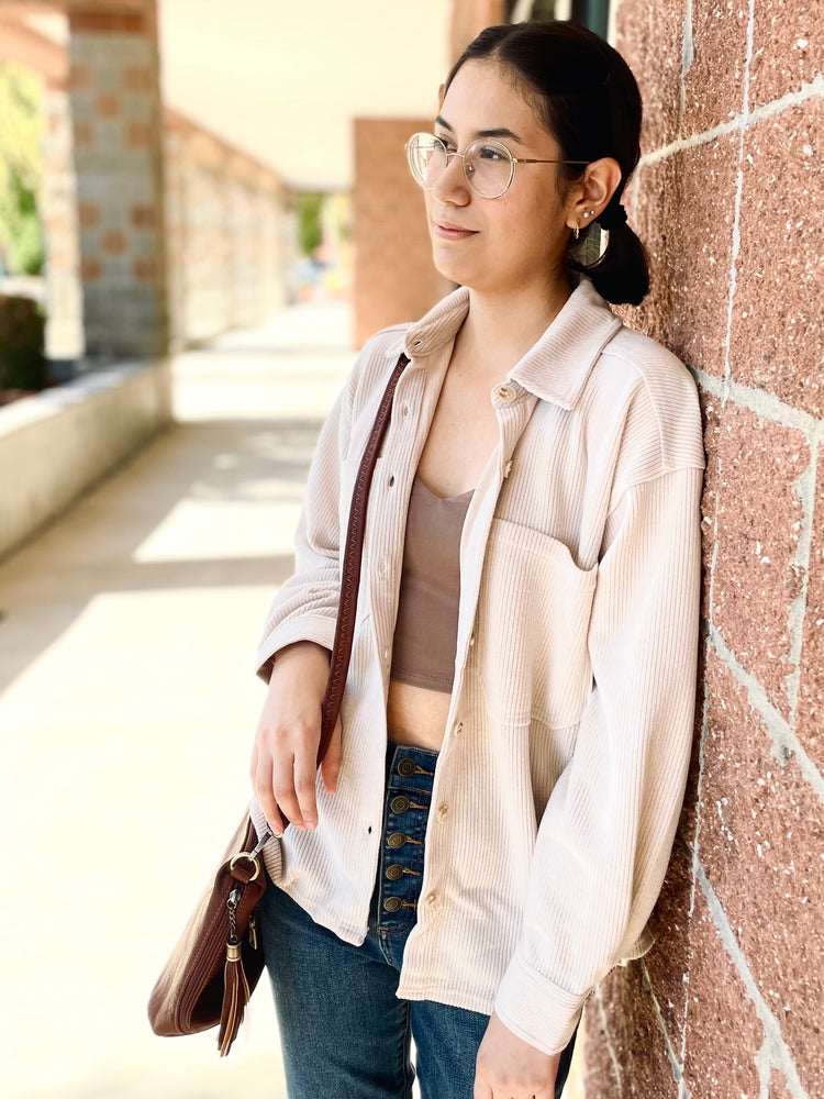 Scarlett Rib Knit Button Up Top - Ivory