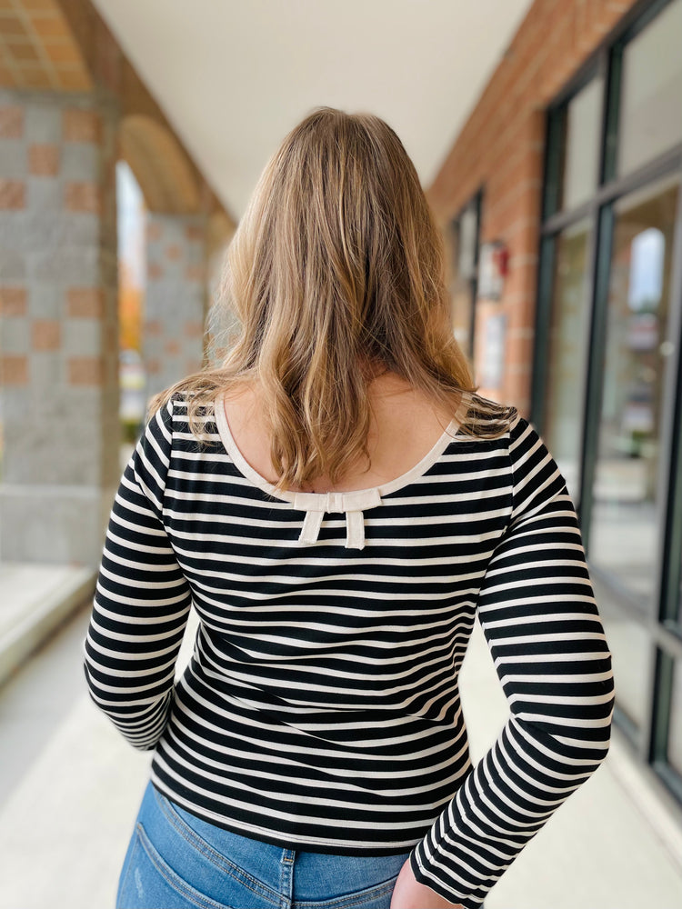 Jessa Striped Boat Neck Top