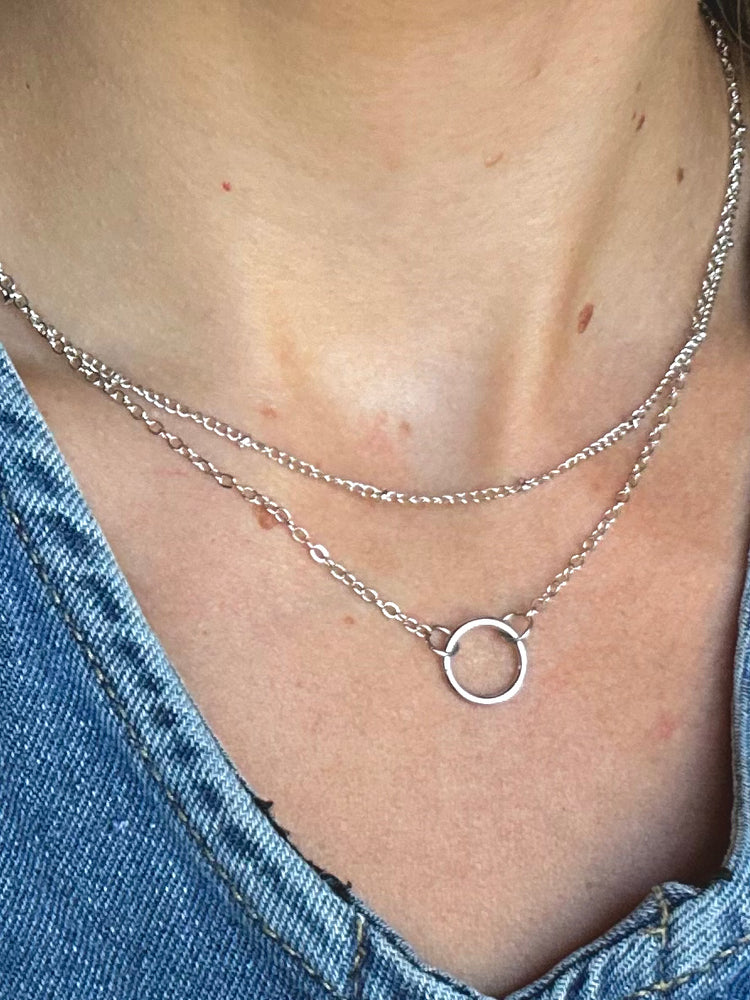 Layered Hoop Necklace- Silver