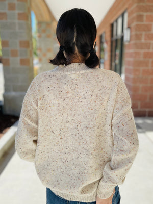 Iris Mock Neck Speckled Sweater