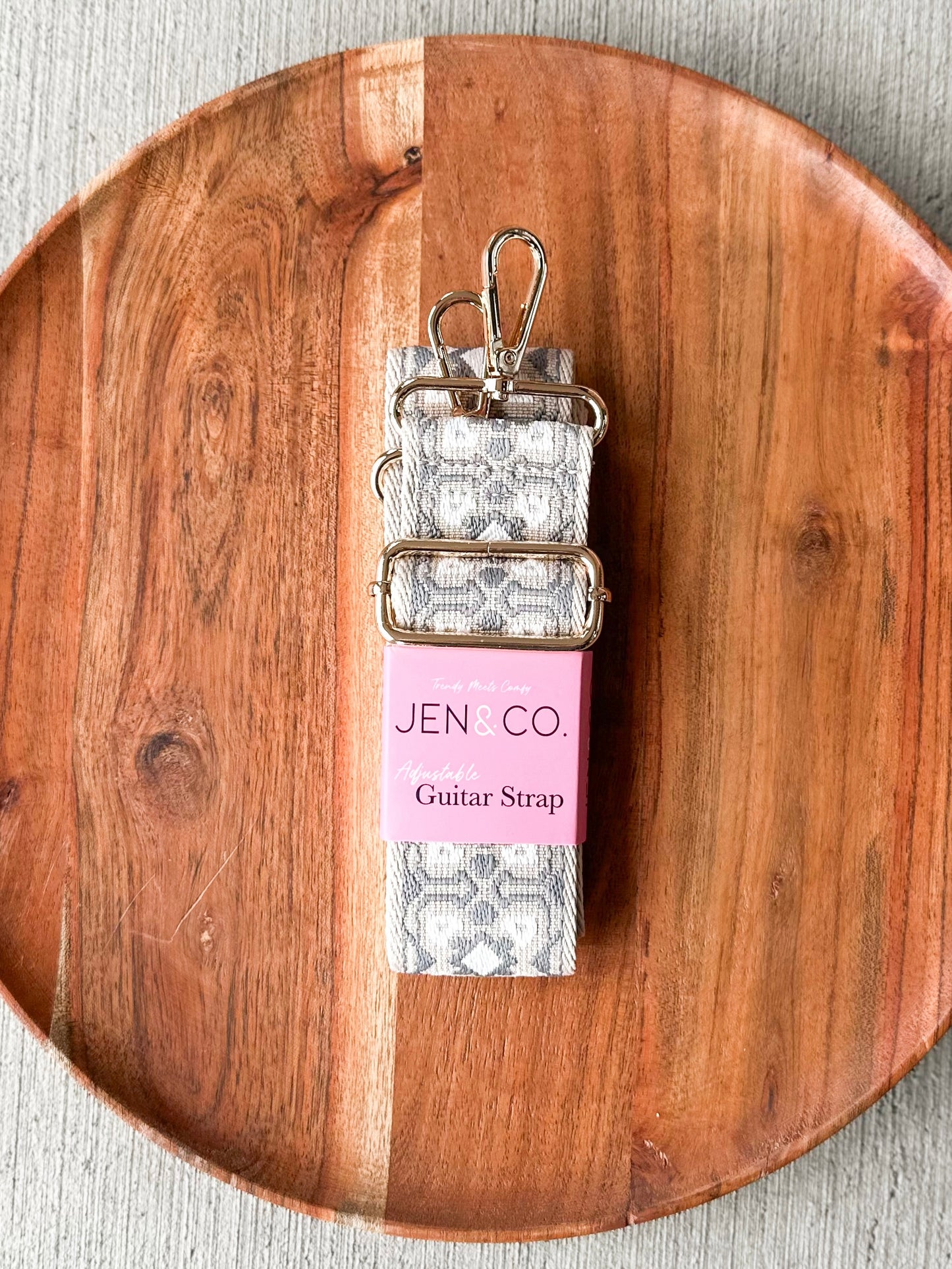 Adjustable Guitar Strap- Gray and White - 27 West