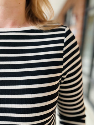 Jessa Striped Boat Neck Top