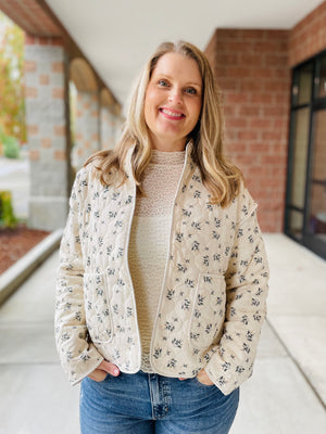 Avalon Floral Quilted Jacket - Ivory