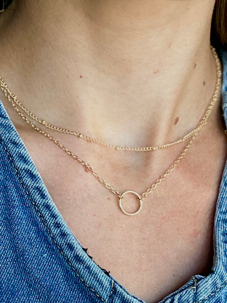 
            
                Load image into Gallery viewer, Layered Hoop Necklace- Gold
            
        