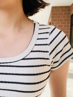 Octavia Striped Ribbed Top